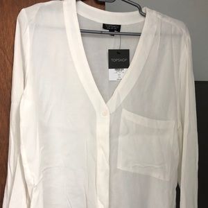 Topshop long-sleeved white blouse